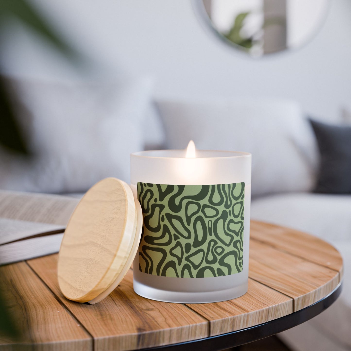 Stylish Frosted Glass Candle with Abstract Design - Home Decor, Relaxation Gift, Aromatherapy, Modern Decor, Unique Gift Idea