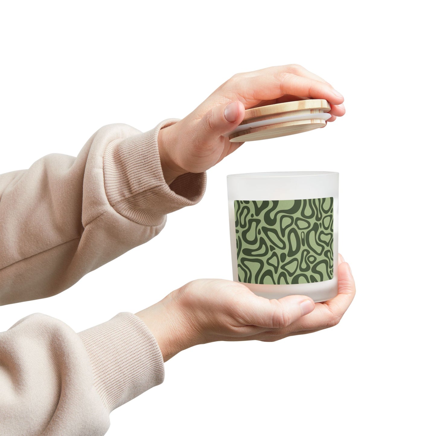 Stylish Frosted Glass Candle with Abstract Design - Home Decor, Relaxation Gift, Aromatherapy, Modern Decor, Unique Gift Idea