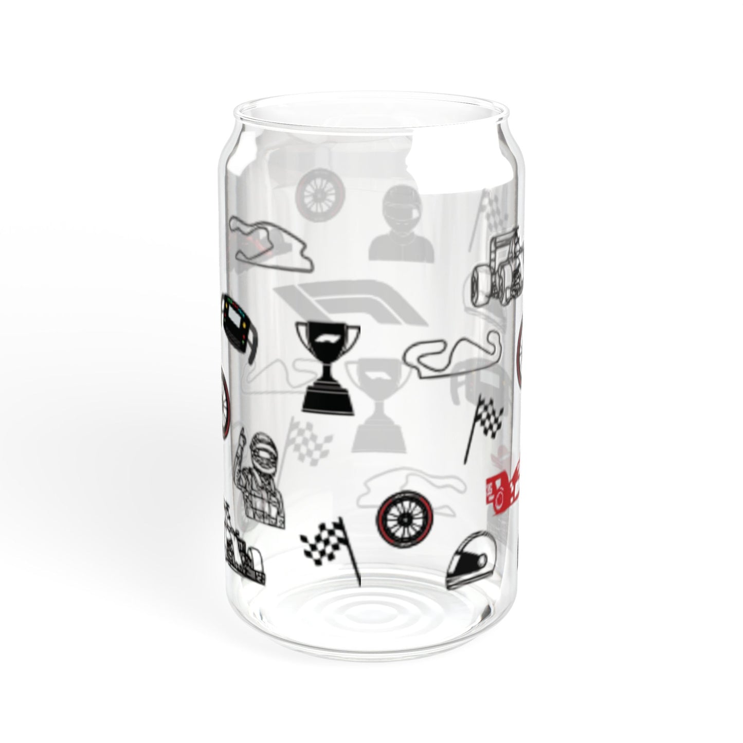 Racing-Themed Sipper Glass, 16oz | Perfect for Auto Racing Fans, Party Drinks, Gifts, Summer Refreshments, Unique Home Decor