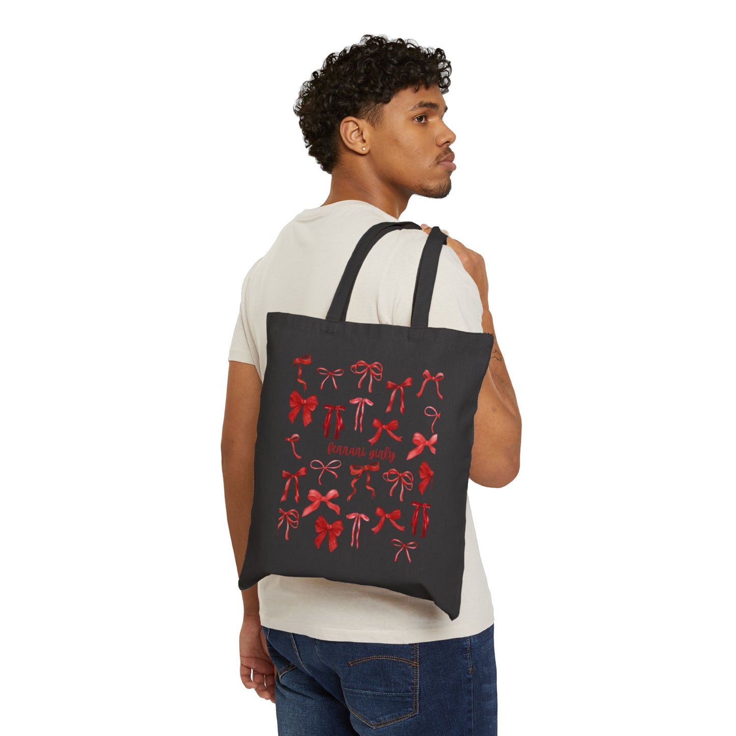 Red Bow Cotton Canvas Tote Bag, Stylish Reusable Shopping Bag, Cute Gift for Her, Eco-Friendly Tote, Perfect for Parties and Gift Giving