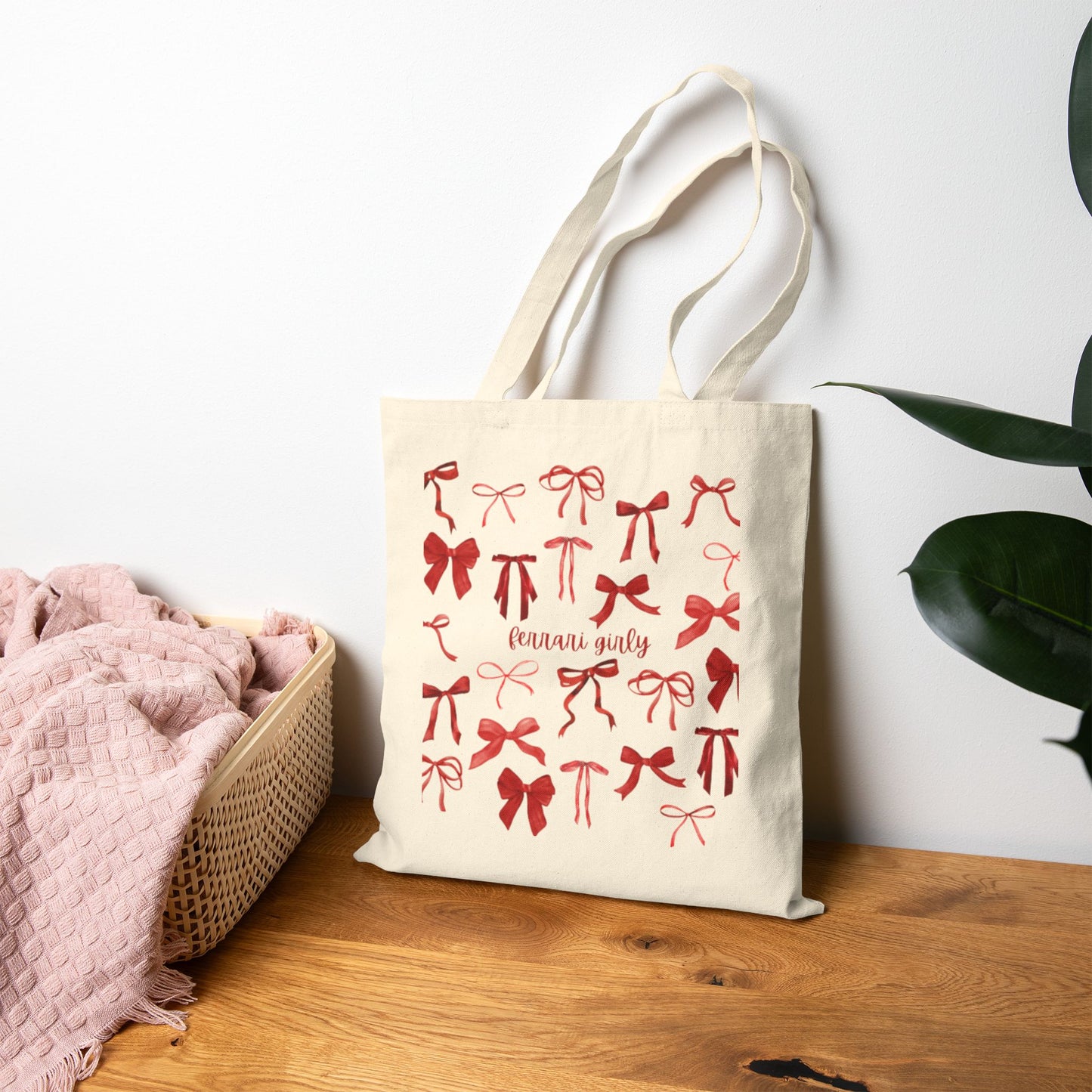 Red Bow Cotton Canvas Tote Bag, Stylish Reusable Shopping Bag, Cute Gift for Her, Eco-Friendly Tote, Perfect for Parties and Gift Giving