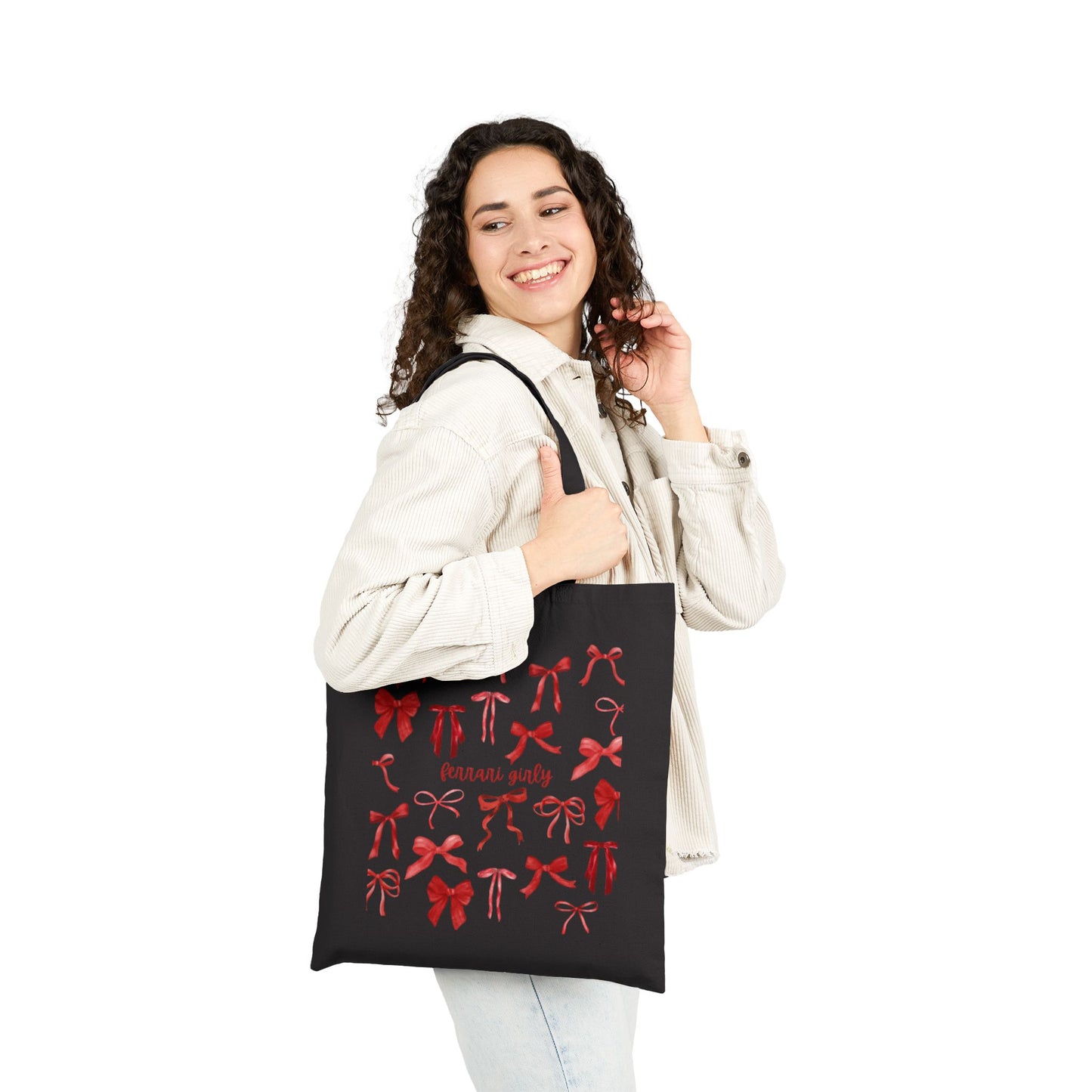 Red Bow Cotton Canvas Tote Bag, Stylish Reusable Shopping Bag, Cute Gift for Her, Eco-Friendly Tote, Perfect for Parties and Gift Giving