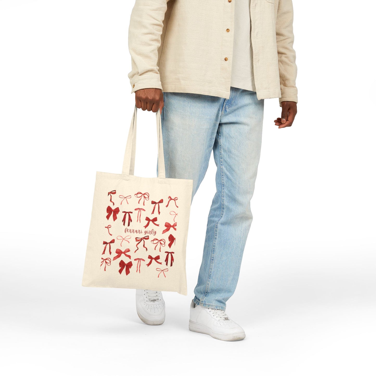 Red Bow Cotton Canvas Tote Bag, Stylish Reusable Shopping Bag, Cute Gift for Her, Eco-Friendly Tote, Perfect for Parties and Gift Giving