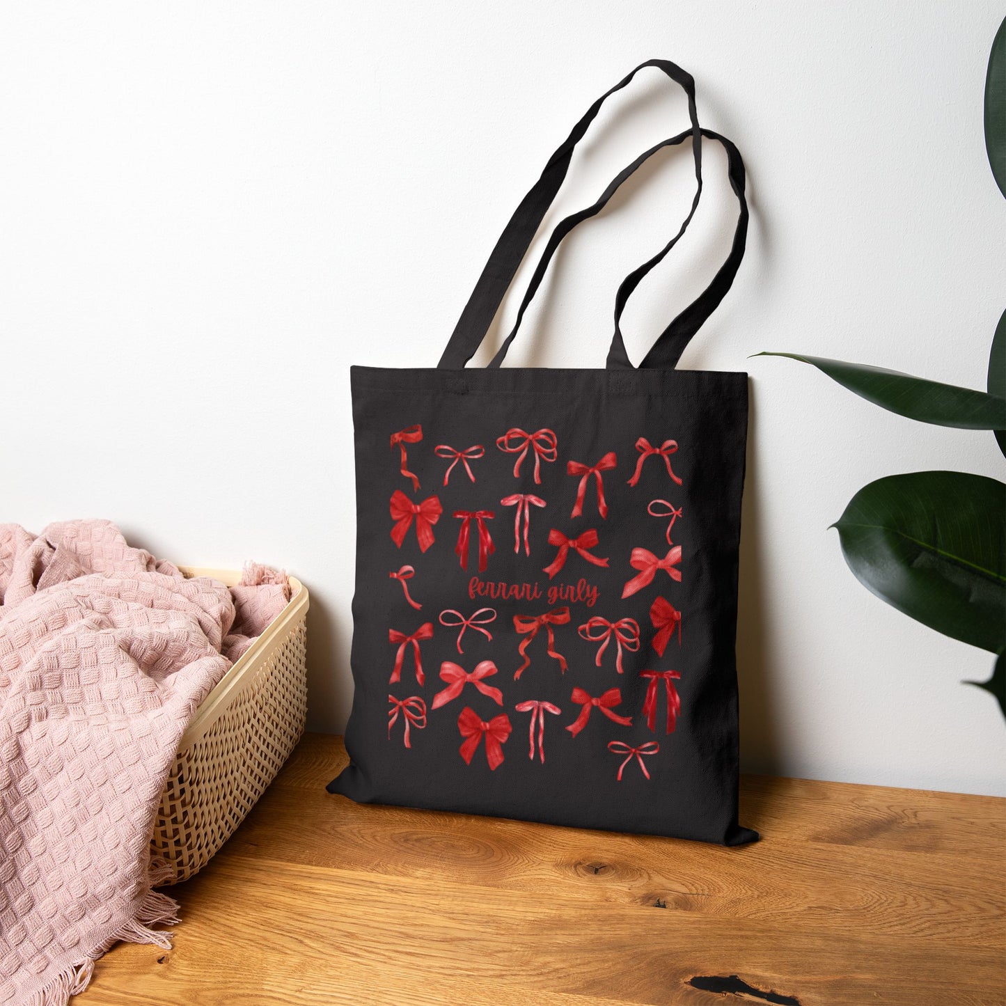 Red Bow Cotton Canvas Tote Bag, Stylish Reusable Shopping Bag, Cute Gift for Her, Eco-Friendly Tote, Perfect for Parties and Gift Giving