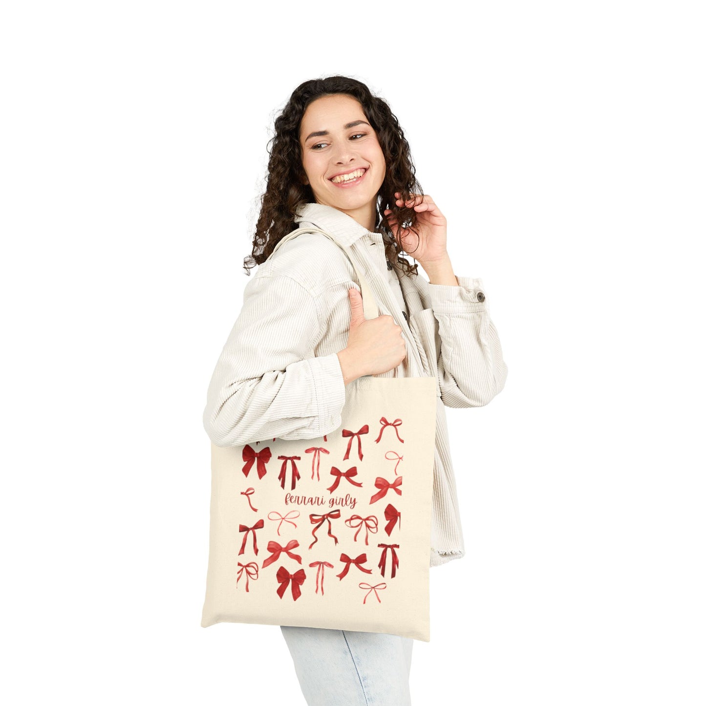 Red Bow Cotton Canvas Tote Bag, Stylish Reusable Shopping Bag, Cute Gift for Her, Eco-Friendly Tote, Perfect for Parties and Gift Giving