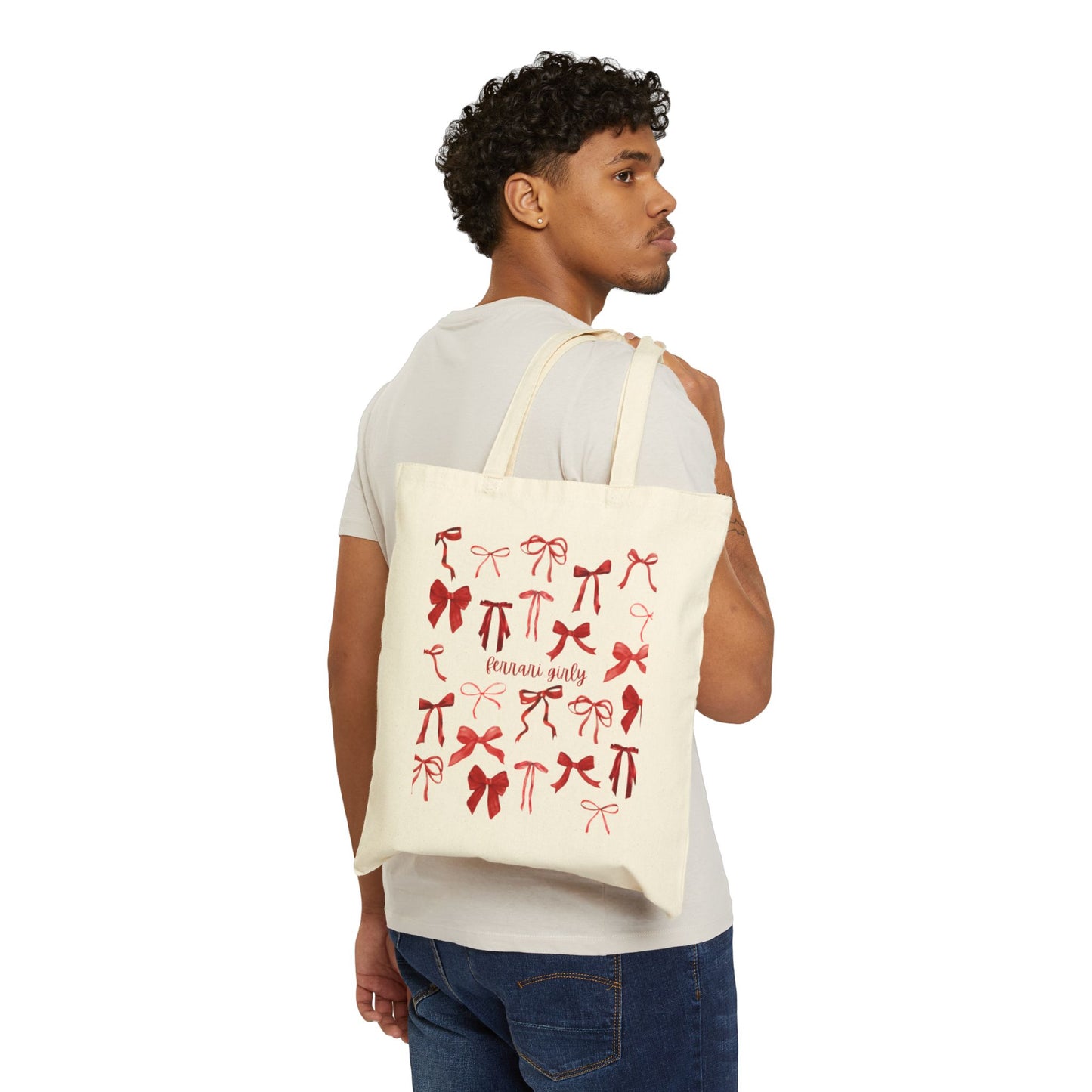 Red Bow Cotton Canvas Tote Bag, Stylish Reusable Shopping Bag, Cute Gift for Her, Eco-Friendly Tote, Perfect for Parties and Gift Giving