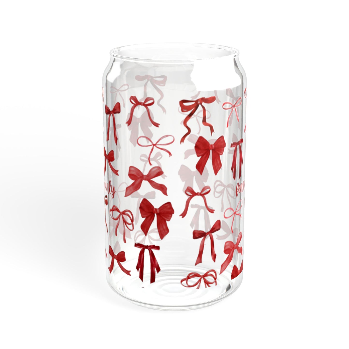 Charming Sipper Glass, 16oz with Cute Bow Design, Perfect for Gift, Party and Home Use, Seasonal Decor, Eco-Friendly Beverage Container