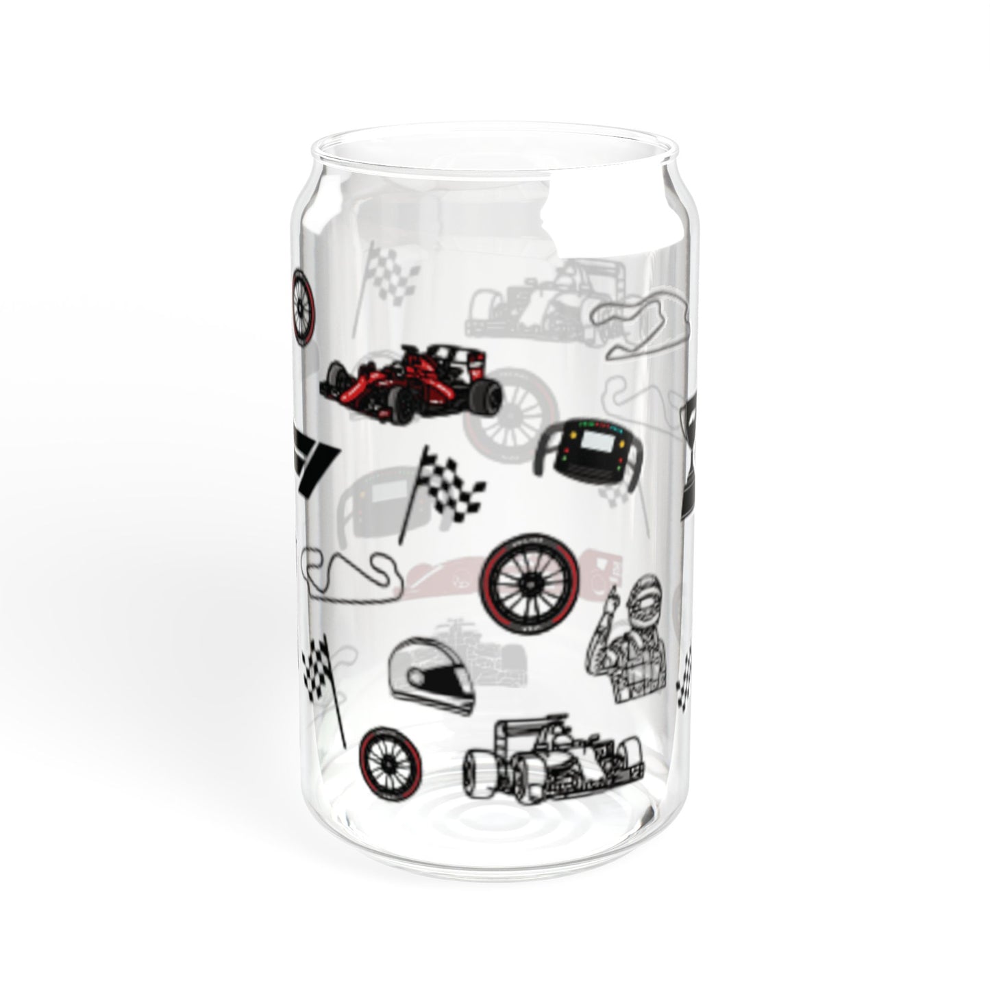 Racing-Themed Sipper Glass, 16oz | Perfect for Auto Racing Fans, Party Drinks, Gifts, Summer Refreshments, Unique Home Decor
