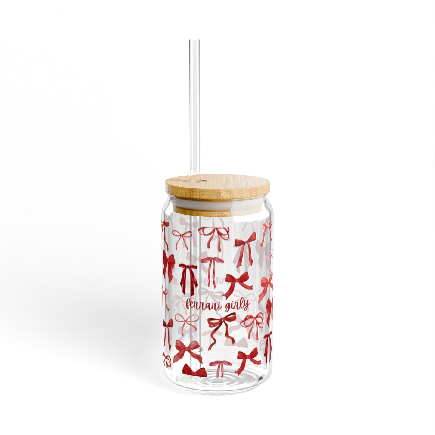 Charming Sipper Glass, 16oz with Cute Bow Design, Perfect for Gift, Party and Home Use, Seasonal Decor, Eco-Friendly Beverage Container
