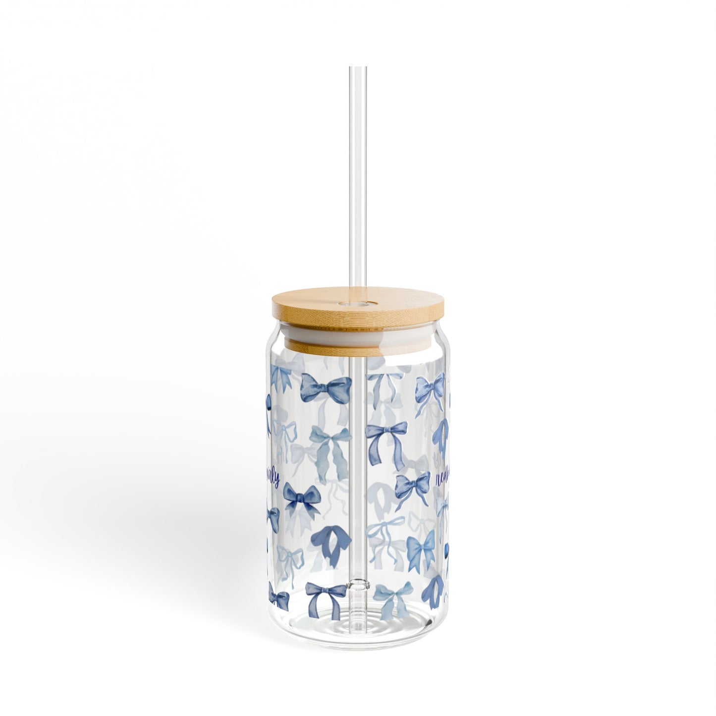 Charming Bow Sipper Glass, 16oz, Decorative Drinkware, Reusable Straw, Gift for Her, Cute Kitchen Decor, Wedding Favor