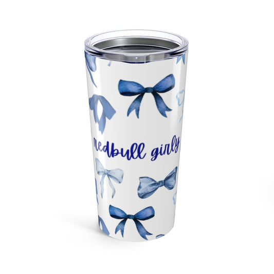 Blue Bow Tumbler, Cute Travel Mug, Gift for Her, Girly Drinkware, Stylish Insulated Cup, Birthday or Holiday Present