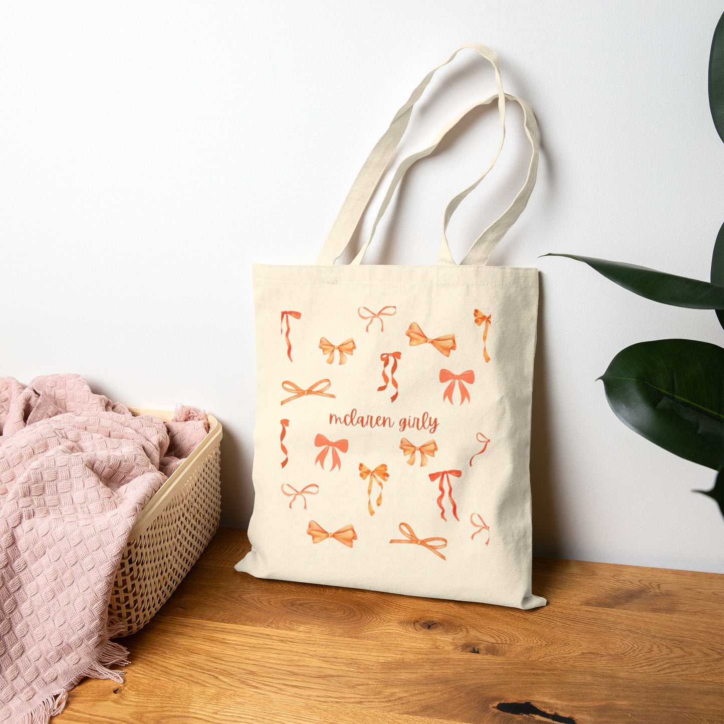 Charming Bow-Patterned Cotton Canvas Tote Bag, Eco-Friendly Bag, Shopping Tote, Gift for Her, Festival Bag, Everyday Use