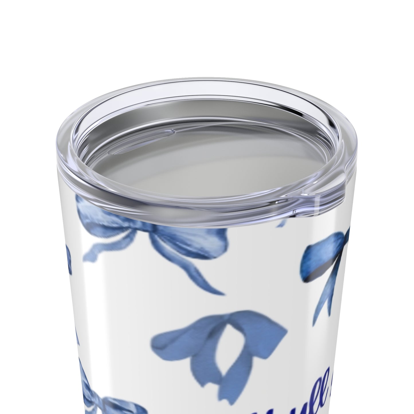 Blue Bow Tumbler, Cute Travel Mug, Gift for Her, Girly Drinkware, Stylish Insulated Cup, Birthday or Holiday Present