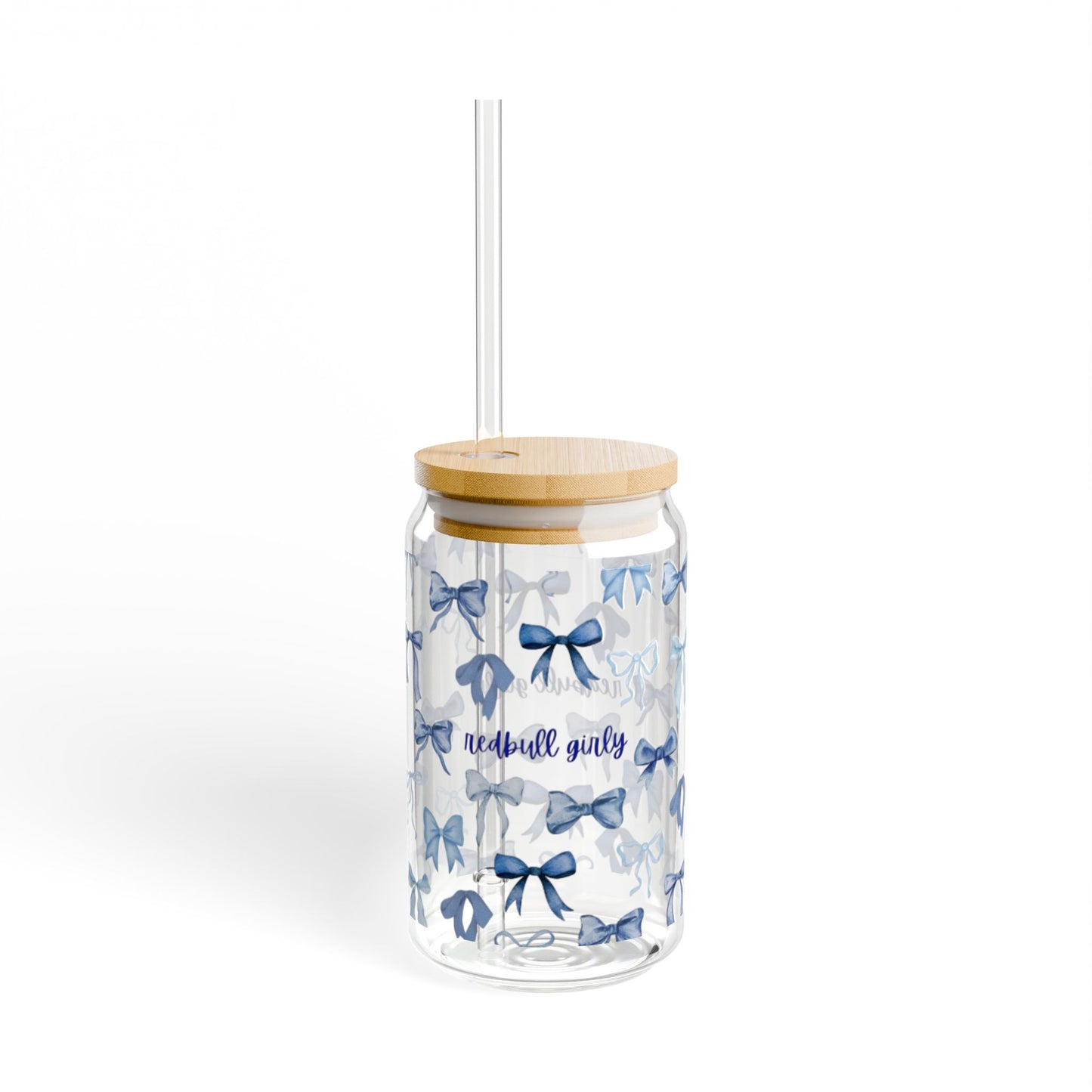 Charming Bow Sipper Glass, 16oz, Decorative Drinkware, Reusable Straw, Gift for Her, Cute Kitchen Decor, Wedding Favor