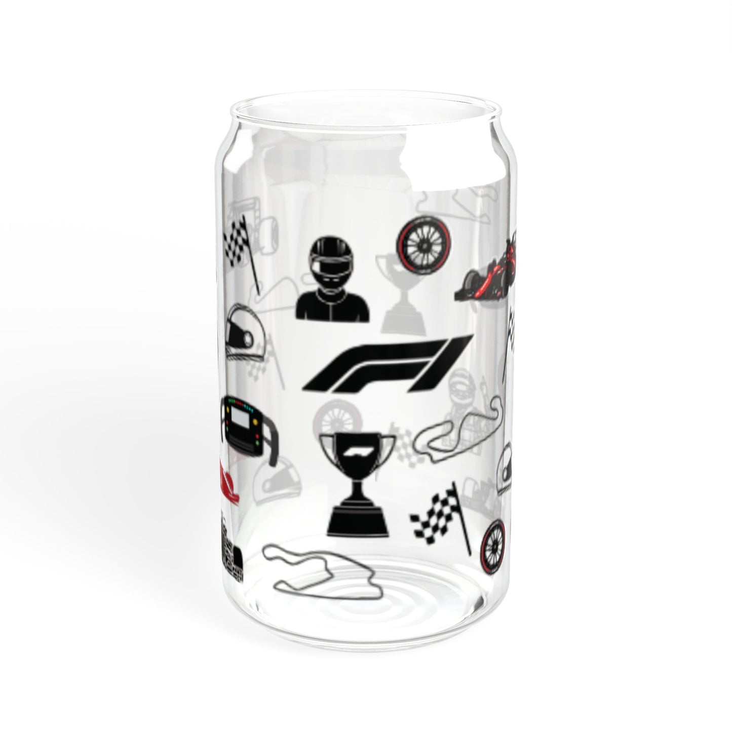 Racing-Themed Sipper Glass, 16oz | Perfect for Auto Racing Fans, Party Drinks, Gifts, Summer Refreshments, Unique Home Decor