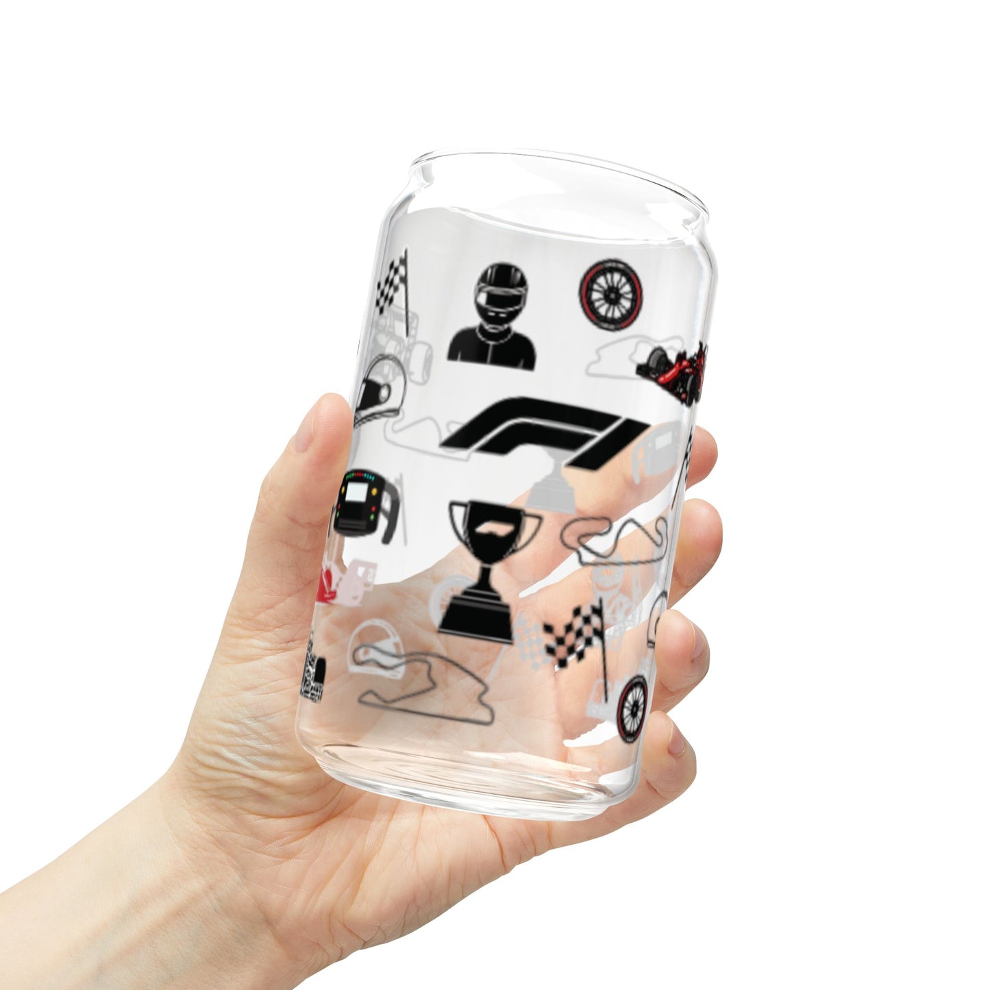 Racing-Themed Sipper Glass, 16oz | Perfect for Auto Racing Fans, Party Drinks, Gifts, Summer Refreshments, Unique Home Decor