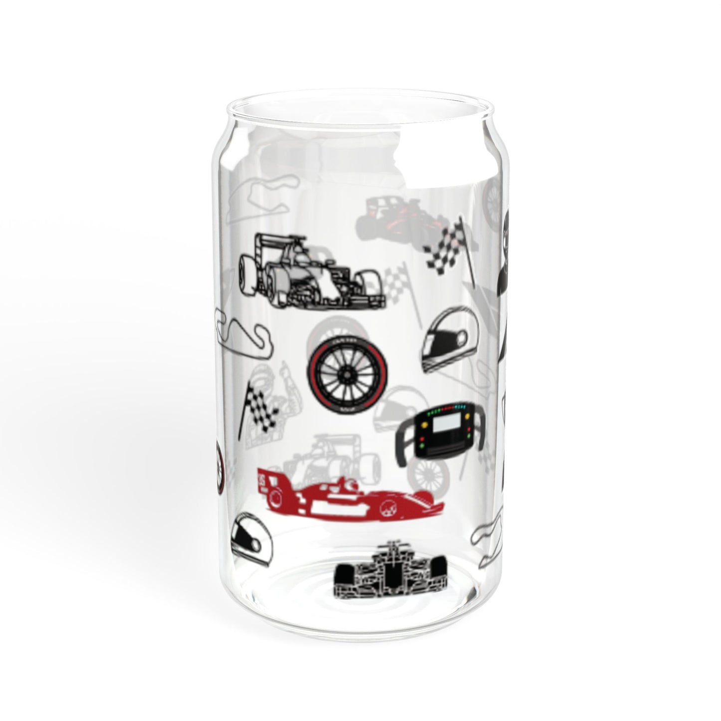 Racing-Themed Sipper Glass, 16oz | Perfect for Auto Racing Fans, Party Drinks, Gifts, Summer Refreshments, Unique Home Decor