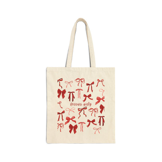 Red Bow Cotton Canvas Tote Bag, Stylish Reusable Shopping Bag, Cute Gift for Her, Eco-Friendly Tote, Perfect for Parties and Gift Giving