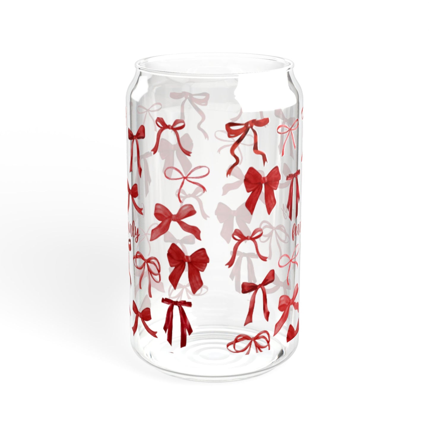 Charming Sipper Glass, 16oz with Cute Bow Design, Perfect for Gift, Party and Home Use, Seasonal Decor, Eco-Friendly Beverage Container