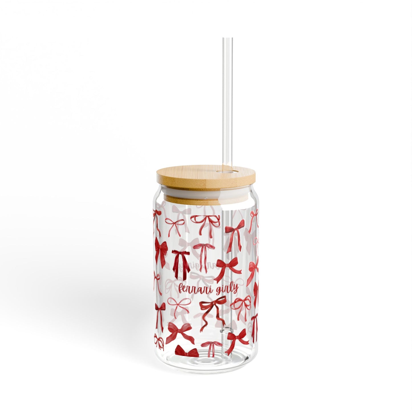 Charming Sipper Glass, 16oz with Cute Bow Design, Perfect for Gift, Party and Home Use, Seasonal Decor, Eco-Friendly Beverage Container