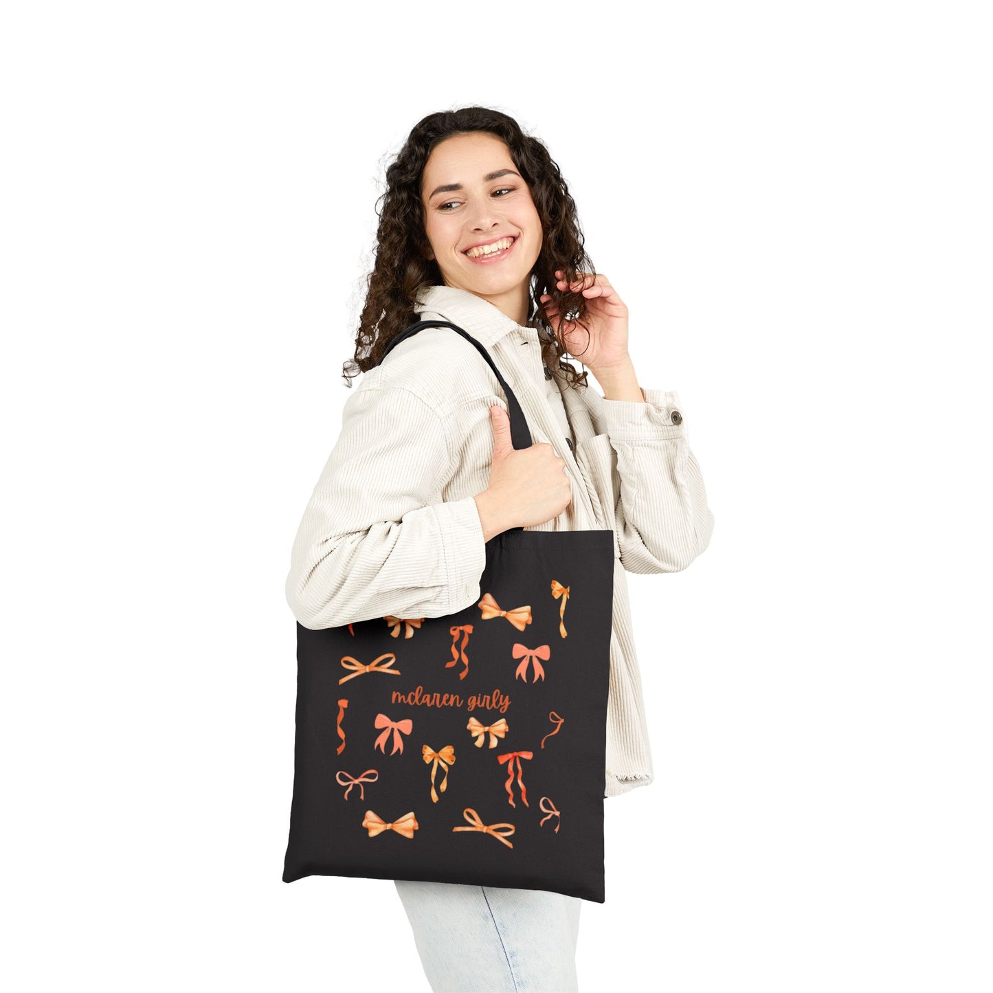 Charming Bow-Patterned Cotton Canvas Tote Bag, Eco-Friendly Bag, Shopping Tote, Gift for Her, Festival Bag, Everyday Use