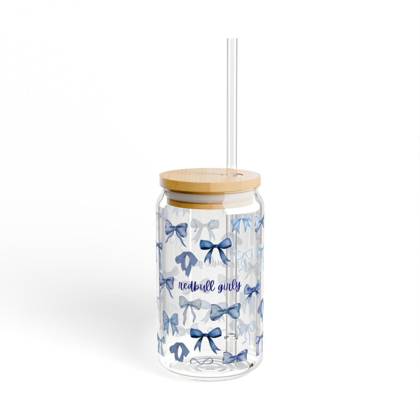 Charming Bow Sipper Glass, 16oz, Decorative Drinkware, Reusable Straw, Gift for Her, Cute Kitchen Decor, Wedding Favor