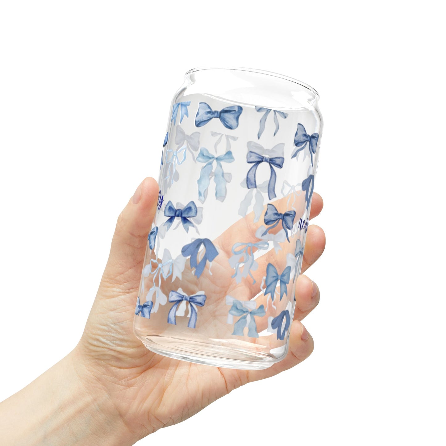 Charming Bow Sipper Glass, 16oz, Decorative Drinkware, Reusable Straw, Gift for Her, Cute Kitchen Decor, Wedding Favor